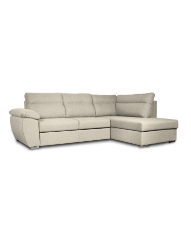 Divano letto angolare Kendall III con penisola contenitore destro in tessuto Barrel 04 beige