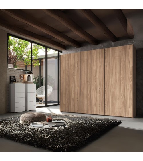 Armadio scorrevole Step 3 ante in legno colore noce america