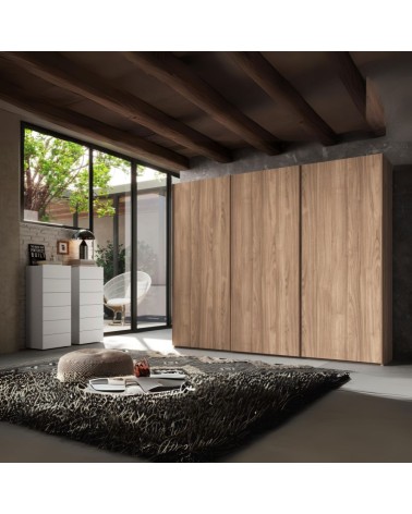 Armadio scorrevole Step 3 ante in legno colore noce america