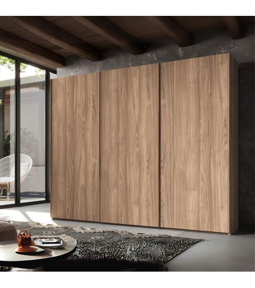 Armadio scorrevole Step 3 ante in legno colore noce america