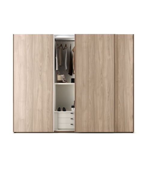 Armadio scorrevole Step 3 ante in legno colore noce america