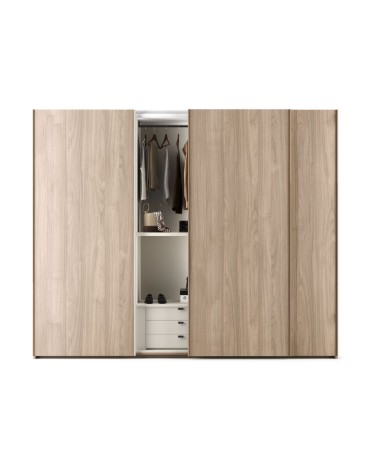 Armadio scorrevole Step 3 ante in legno colore noce america