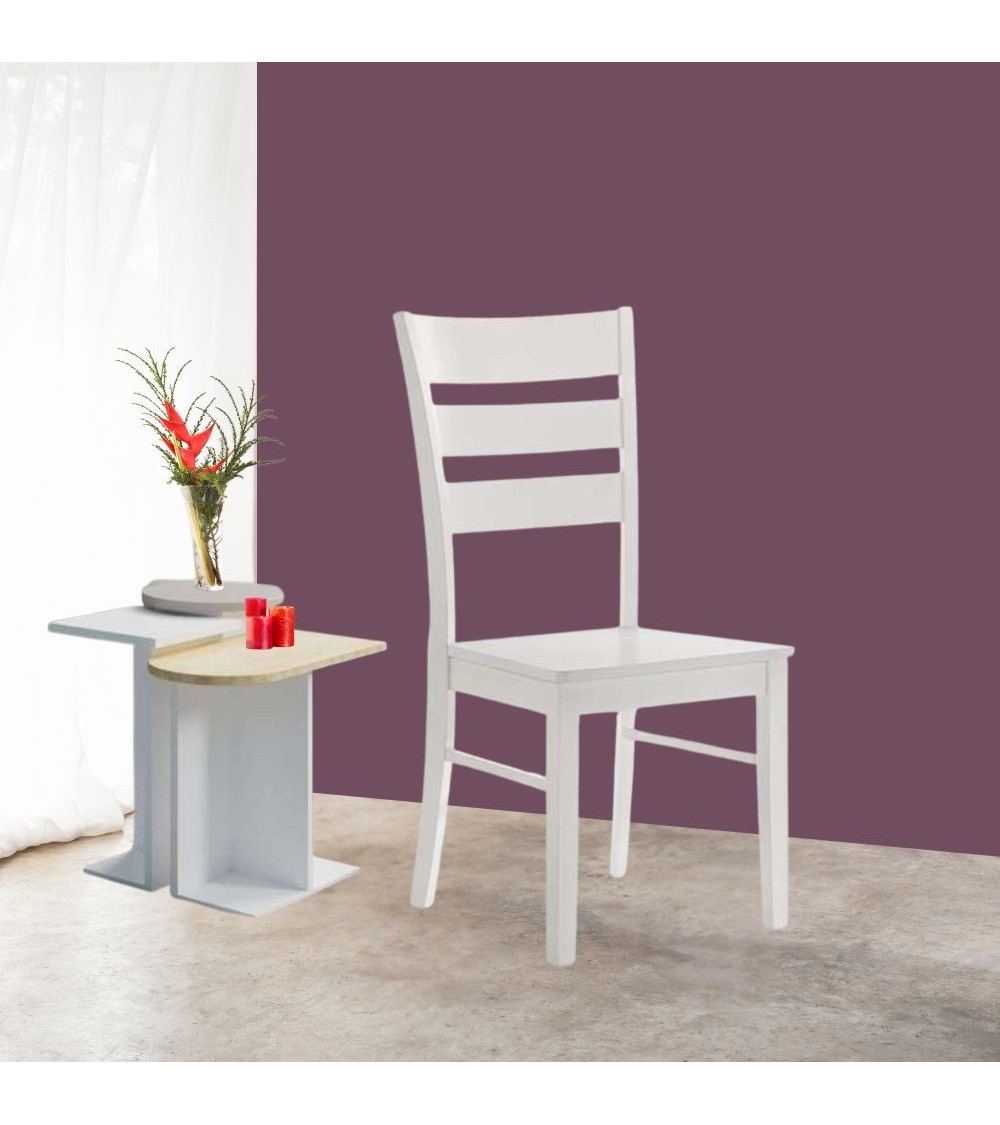 Sedia in legno Lisa colore bianco laccato opaco H 99x46x54.5 cm. set 2 pezzi