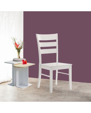 Sedia in legno Lisa colore bianco laccato opaco H 99x46x54.5 cm. set 2 pezzi