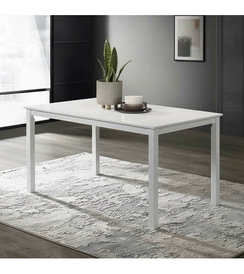 Tavolo Dori in legno colore bianco opaco laccato H 73.8x140x80 cm.