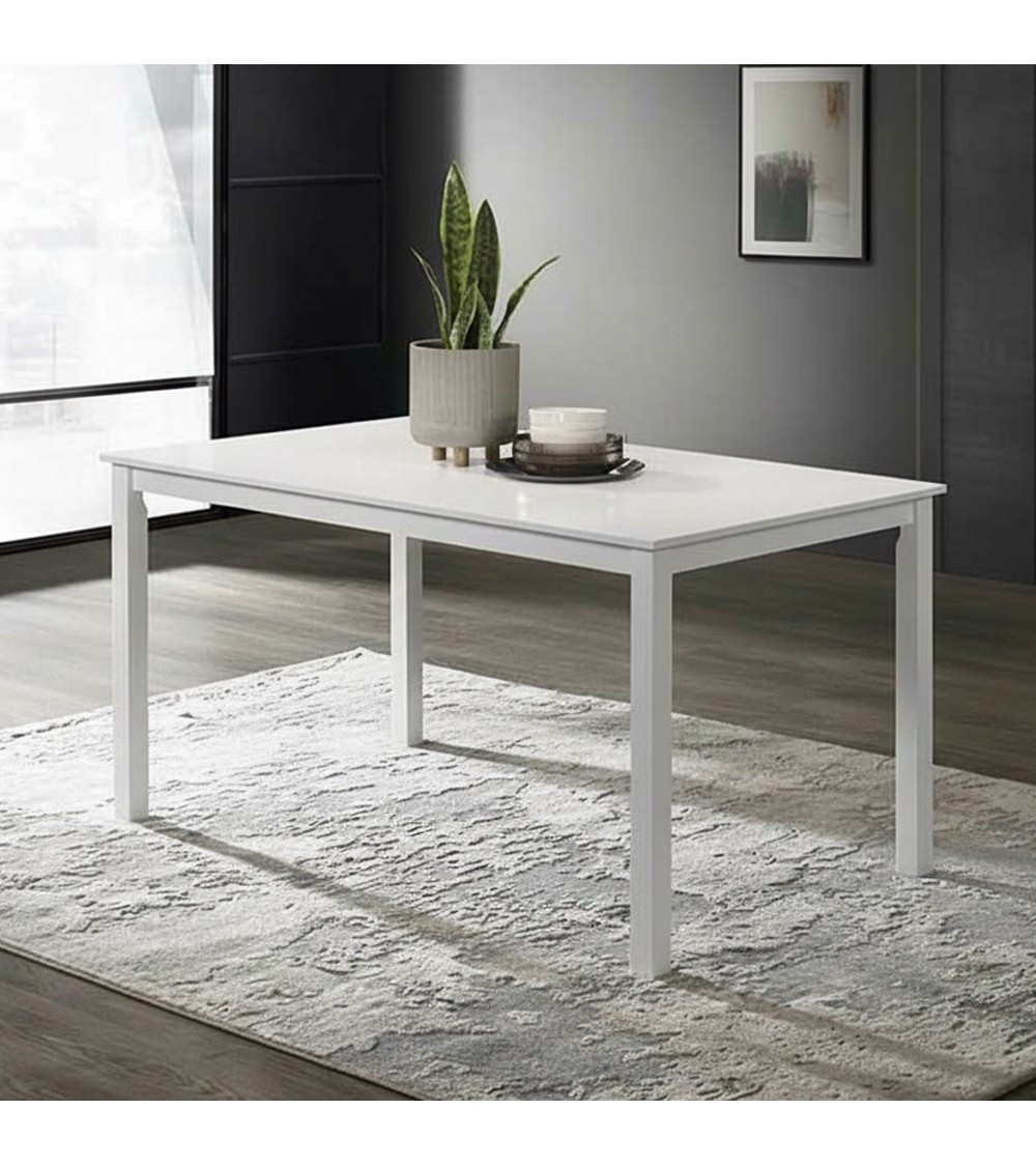 Tavolo Dori in legno colore bianco opaco laccato H 73.8x140x80 cm.