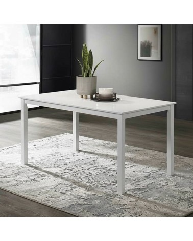 Tavolo Dori in legno colore bianco opaco laccato H 73.8x140x80 cm.