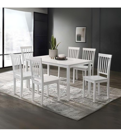 Tavolo Dori in legno colore bianco opaco laccato H 73.8x140x80 cm.