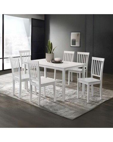 Tavolo Dori in legno colore bianco opaco laccato H 73.8x140x80 cm.