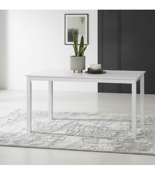 Tavolo Dori in legno colore bianco opaco laccato H 73.8x140x80 cm.