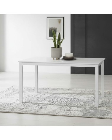 Tavolo Dori in legno colore bianco opaco laccato H 73.8x140x80 cm.