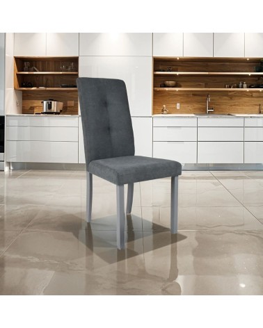 Sedia Eric in legno colore grigio con seduta in tessuto grigio set 2 pezzi