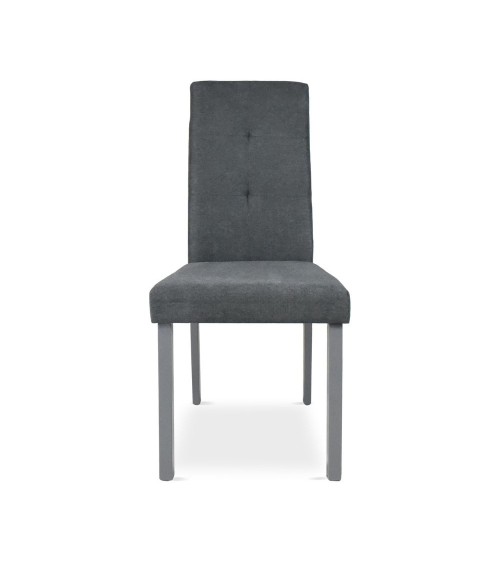 Sedia Eric in legno colore grigio con seduta in tessuto grigio set 2 pezzi
