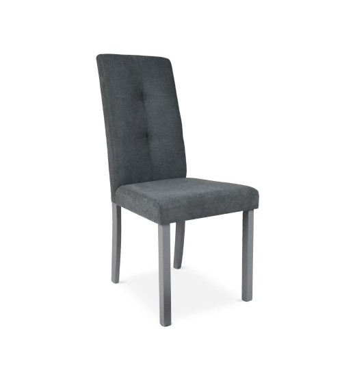 Sedia Eric in legno colore grigio con seduta in tessuto grigio set 2 pezzi