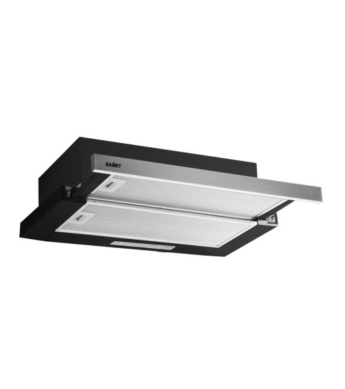 Cappaintegrata Samet New Slim sottopensile potenza aspirante 250 m3/h luce led 60 nero con frontalino inox