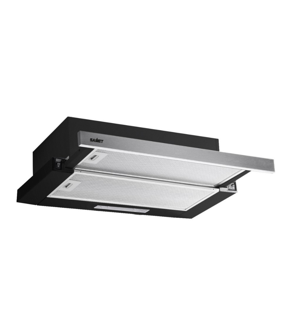 Cappaintegrata Samet New Slim sottopensile potenza aspirante 250 m3/h luce led 60 nero con frontalino inox