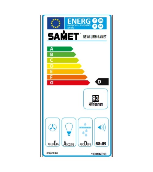 Cappaintegrata Samet New Slim sottopensile potenza aspirante 250 m3/h luce led 60 nero con frontalino inox