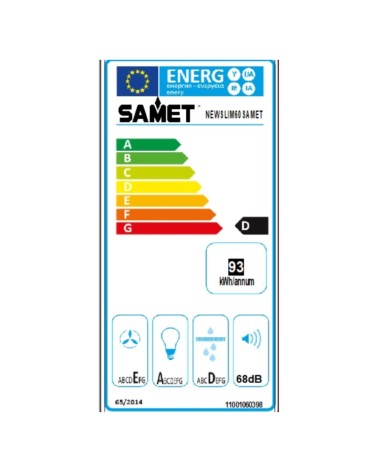 Cappaintegrata Samet New Slim sottopensile potenza aspirante 250 m3/h luce led 60 nero con frontalino inox