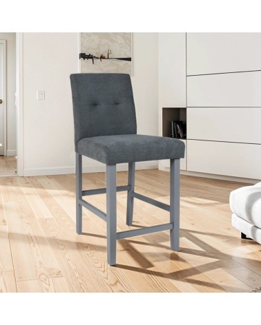 Sgabello Alex in legno colore grigio con seduta in tessuto grigio