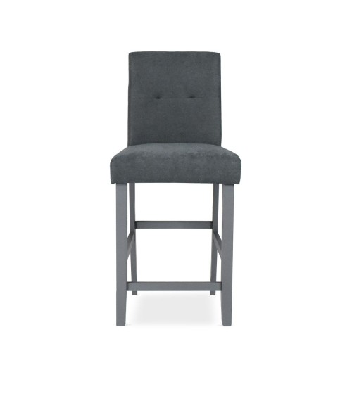 Sgabello Alex in legno colore grigio con seduta in tessuto grigio