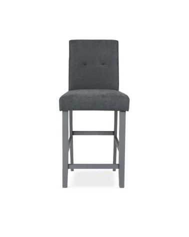 Sgabello Alex in legno colore grigio con seduta in tessuto grigio