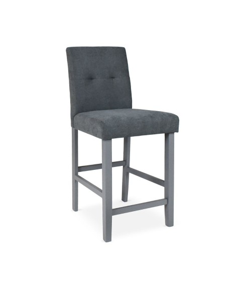 Sgabello Alex in legno colore grigio con seduta in tessuto grigio
