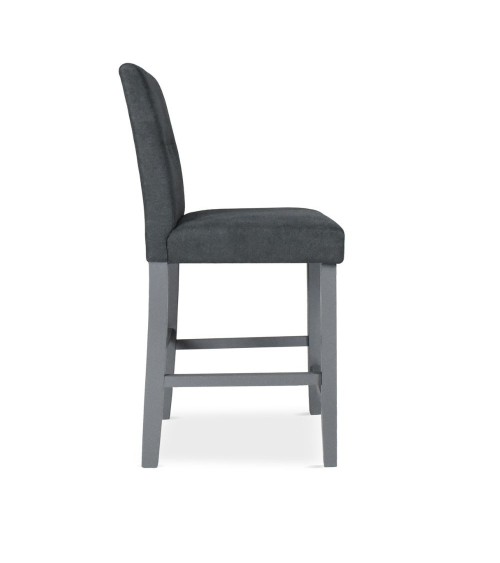 Sgabello Alex in legno colore grigio con seduta in tessuto grigio
