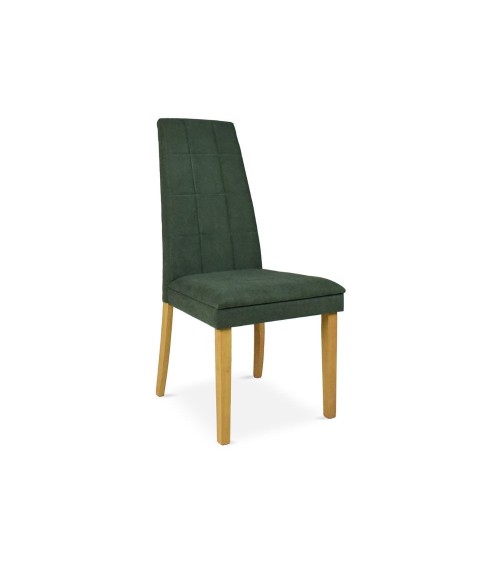 Sedia Tim in legno colore rovere e seduta in tessuto verde set 2 pezzi