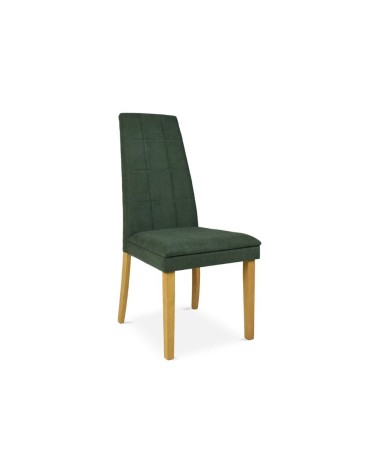Sedia Tim in legno colore rovere e seduta in tessuto verde set 2 pezzi