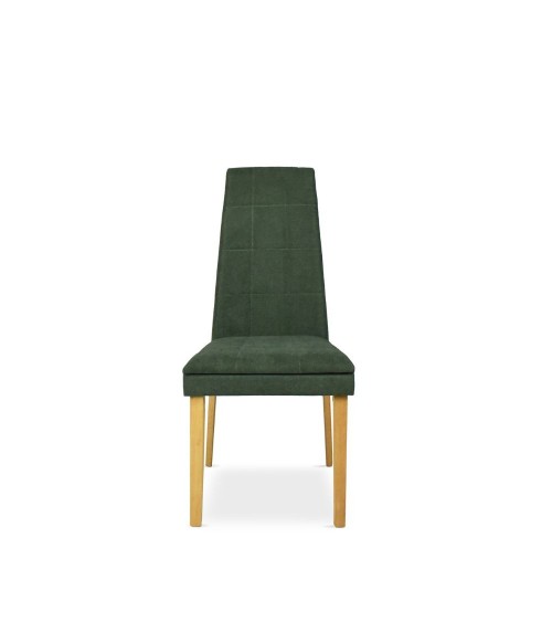 Sedia Tim in legno colore rovere e seduta in tessuto verde set 2 pezzi
