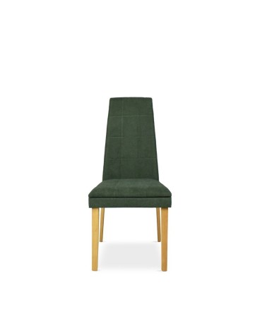 Sedia Tim in legno colore rovere e seduta in tessuto verde set 2 pezzi