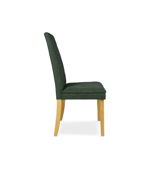 Sedia Tim in legno colore rovere e seduta in tessuto verde set 2 pezzi