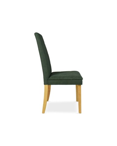 Sedia Tim in legno colore rovere e seduta in tessuto verde set 2 pezzi