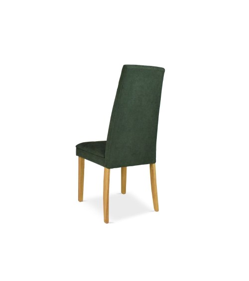Sedia Tim in legno colore rovere e seduta in tessuto verde set 2 pezzi