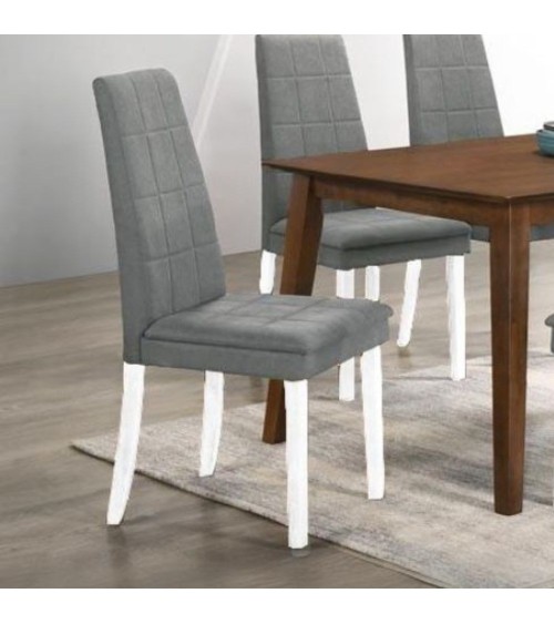 Sedia Tim in legno colore bianco e seduta in tessuto grigio set 2 pezzi