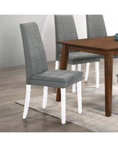 Sedia Tim in legno colore bianco e seduta in tessuto grigio set 2 pezzi