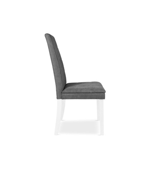 Sedia Tim in legno colore bianco e seduta in tessuto grigio set 2 pezzi