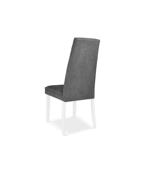 Sedia Tim in legno colore bianco e seduta in tessuto grigio set 2 pezzi