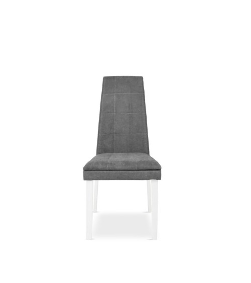 Sedia Tim in legno colore bianco e seduta in tessuto grigio set 2 pezzi