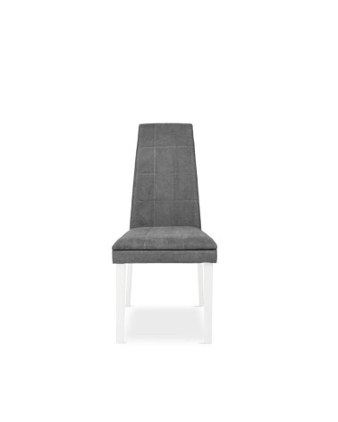 Sedia Tim in legno colore bianco e seduta in tessuto grigio set 2 pezzi
