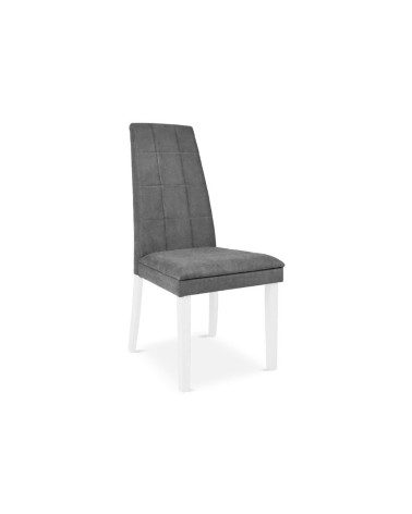 Sedia Tim in legno colore bianco e seduta in tessuto grigio set 2 pezzi