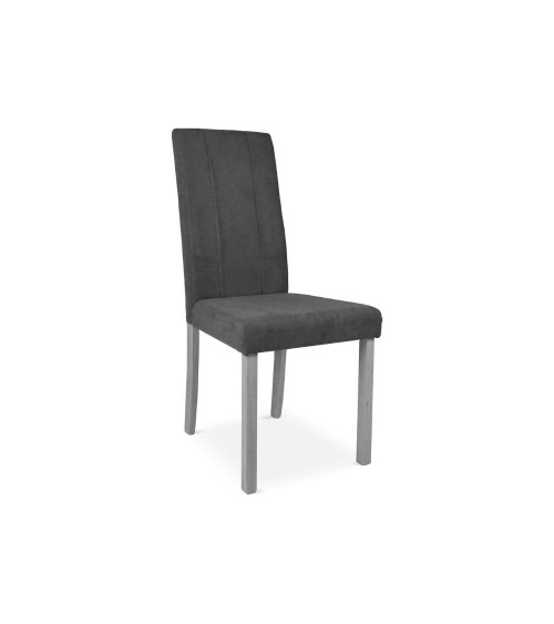 Sedia Tom in legno colore grigio con seduta in tessuto colore grigio set 2 pezzi
