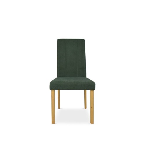 Sedia Tom in legno colore rovere con seduta in tessuto colore verde set 2 pezzi