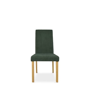 Sedia Tom in legno colore rovere con seduta in tessuto colore verde set 2 pezzi