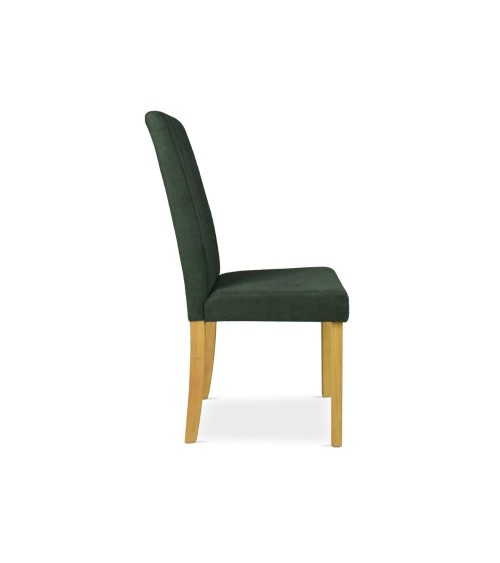 Sedia Tom in legno colore rovere con seduta in tessuto colore verde set 2 pezzi