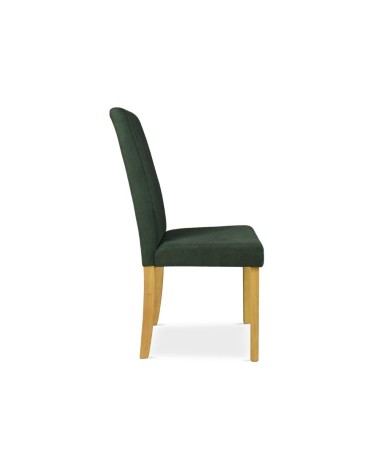 Sedia Tom in legno colore rovere con seduta in tessuto colore verde set 2 pezzi