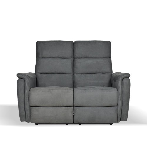 Divano Faber 2 posti con 2 recliner elettrici in tessuto dark grey