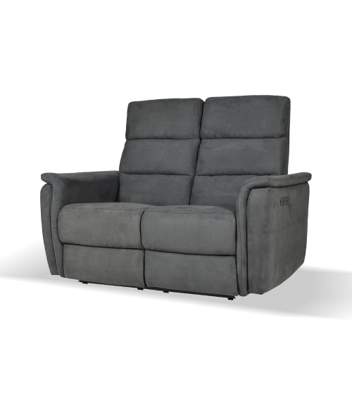 Divano Faber 2 posti con 2 recliner elettrici in tessuto dark grey