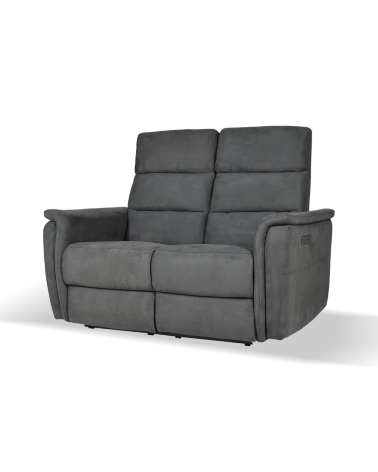 Divano Faber 2 posti con 2 recliner elettrici in tessuto dark grey