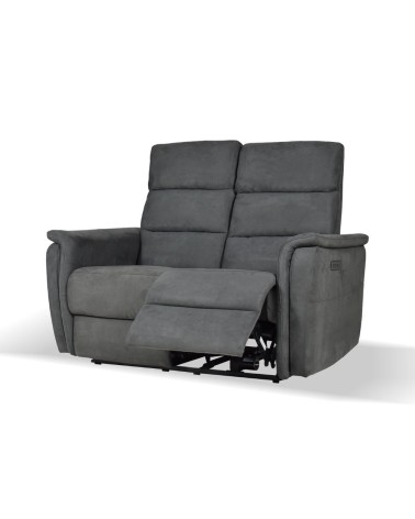 Divano Faber 2 posti con 2 recliner elettrici in tessuto dark grey